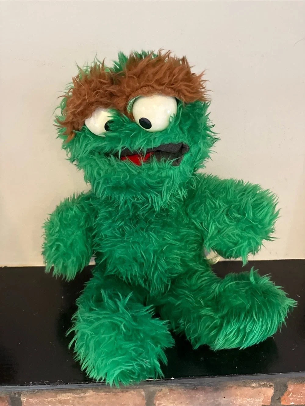 Vintage Green Fuzzy Monster Plush Toy - Kids Stuffed Character